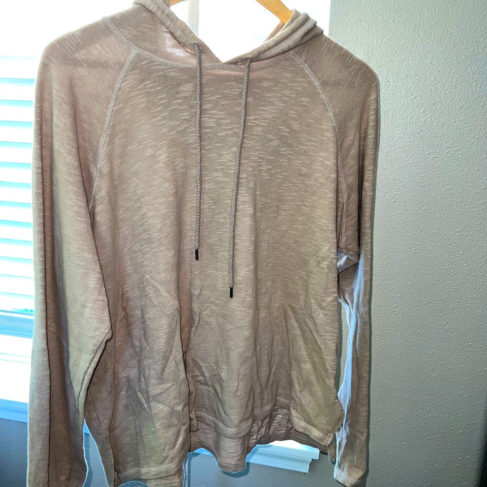 Knit hoodie.